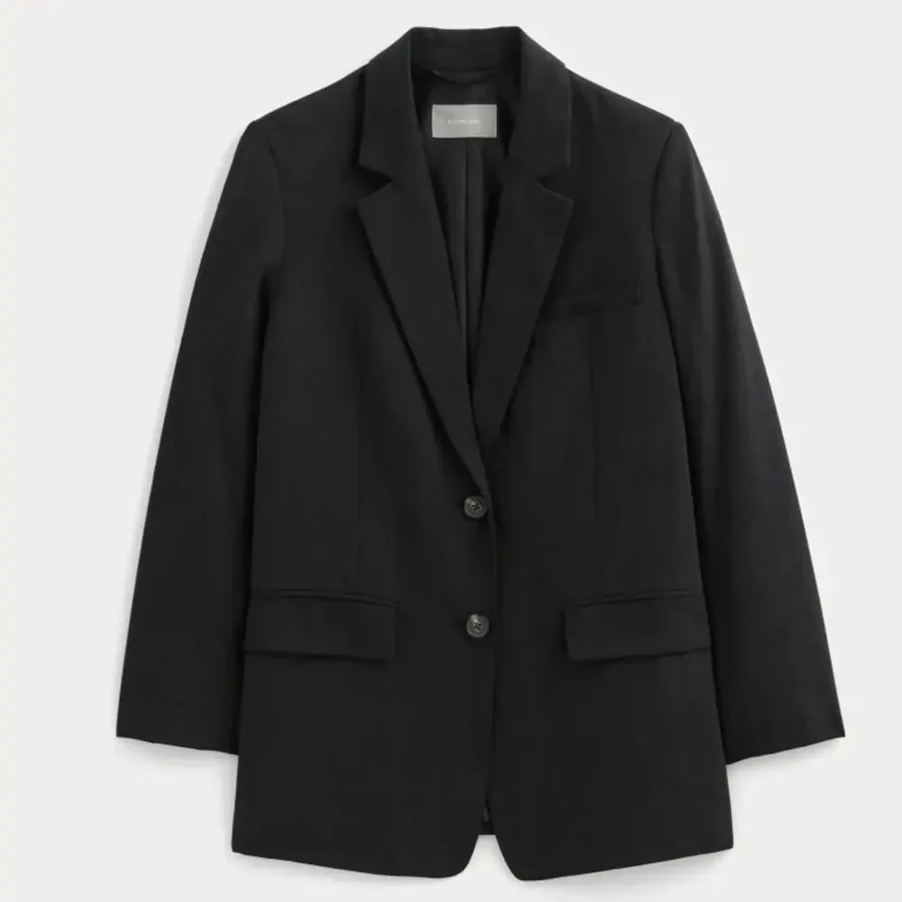 Everlane TENCEL Oversized Blazer Black Size 16 NWT Sustainable Structured - Picture 2 of 12